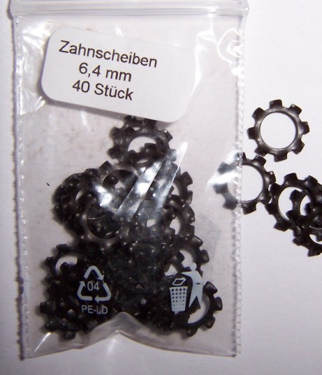 Zahnscheiben, 6,4 mm, 40 Stück